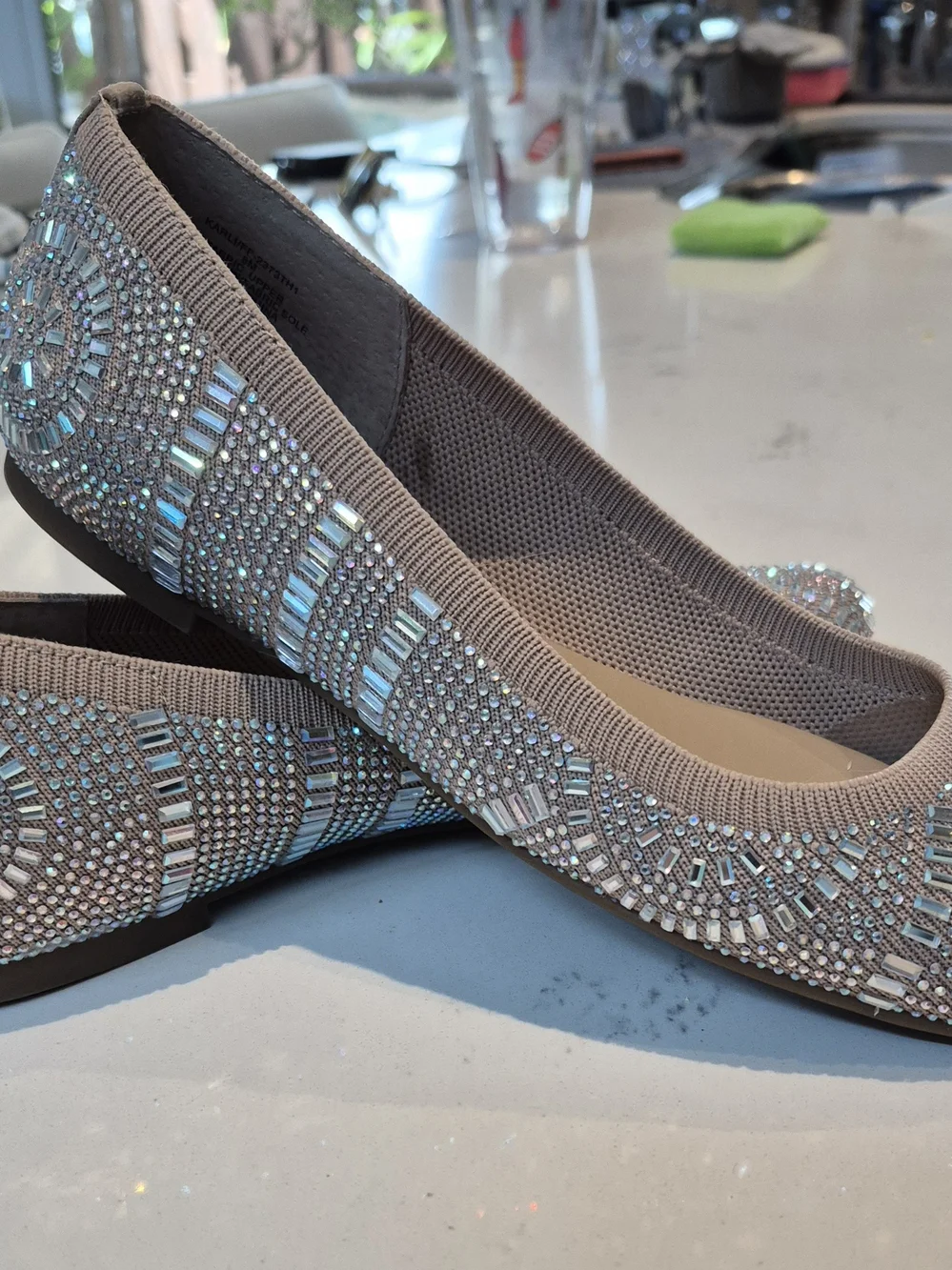 Thalia Sodi Beaded Ballet Flats in Light Taupe